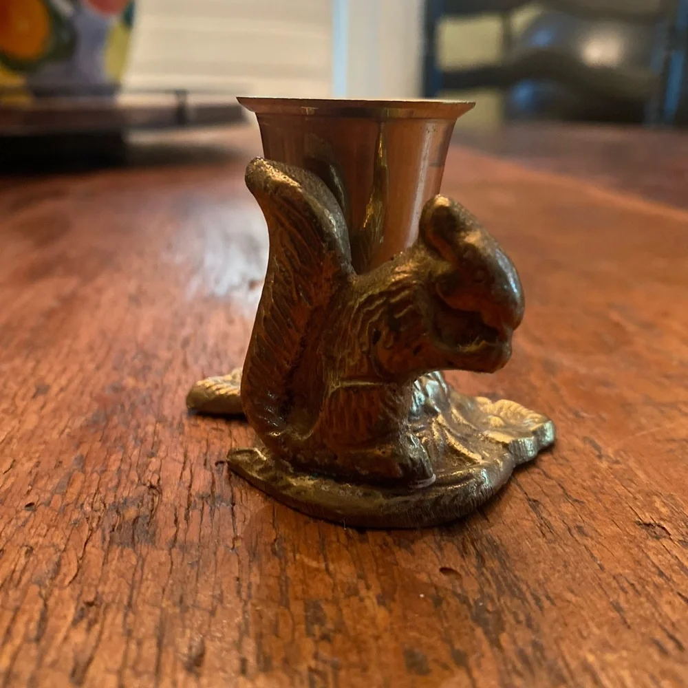 Charming Brass Squirrel Candle Holder Accent - Picture 6 of 6